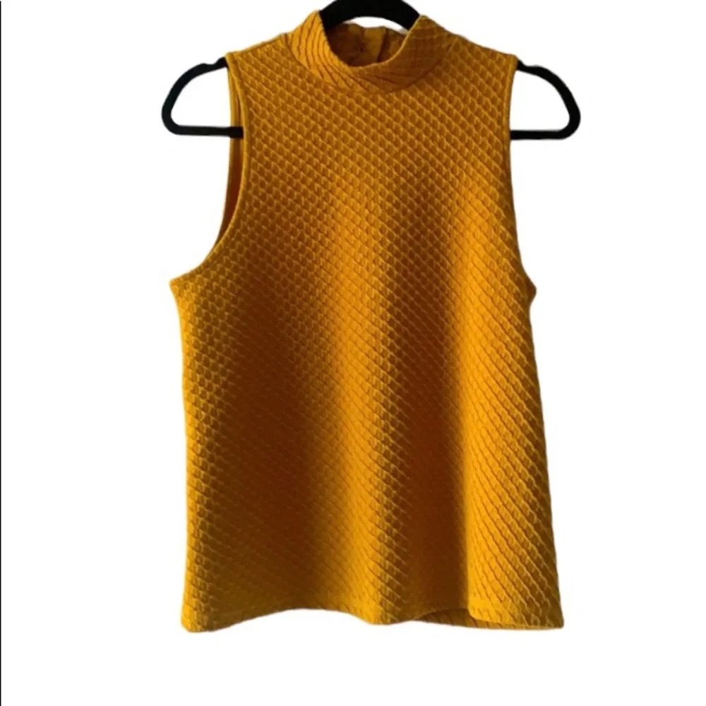 Anthropologie Eri + Ali Overture textured mock neck mustard yellow tank top, XS - Picture 4 of 10